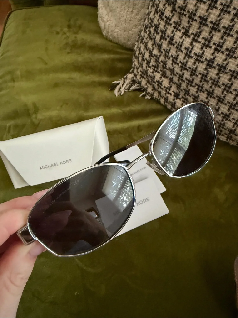 Michael Kors Black Lens Silver Frame Women's Sunglasses